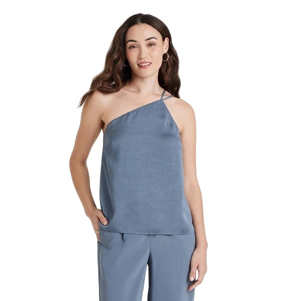 A New Day Womens Blue Textured Spaghetti Strap Cami Top Size XS